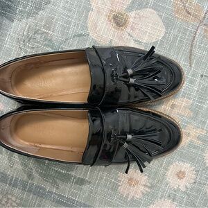 Franco Sarto Black Patent Leather Loafers